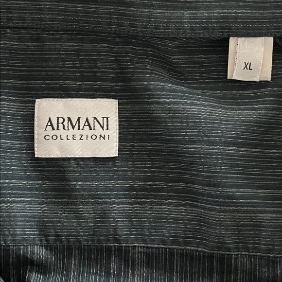 Armani Collezioni Mens XL Charcoal Stripe Button Up Dress Shirt - Picture 7 of 10
